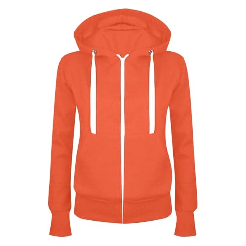 boseucn Sweatjacke Damen Langarm Kapuzenjacke Zipper Hoodie mit Kapuze Slim Fit Tunnelzug Übergangsjacke Große Größen Sportjacke Einfarbig Jacke Casual 2024 Leichte Mantel Kapuzenullover von boseucn