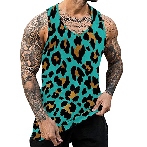 boseucn Tank Top Herren Leopard Sommer Ärmellos Rundhals Casual Fitness Sport Tanktop Tankshirt T-Shirt Männer Workout Gym Bodybuilding Oversized Muskelshirt Tshirt Weste Shirts Tank top von boseucn