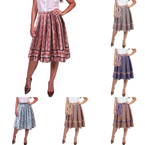 boseucn Trachtenrock Damen Knielang Trachten Rock Midirock Bayerisches Dirndl Rock aus Jacquad Faltenrock Bierfest Dirndlrock Plisseerock Röcke Faltenrock Festlich Kleid für Oktoberfest Hochzeit von boseucn