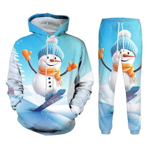 boseucn Weihnachten Jogginganzug Herren Set, Weihnachts Herren 2-Teilig Trainingsanzug Weihnachtsmann Kapuzenpullover und Jogginghose Freizeitanzug Casual Festlich Zweiteiliger Männer Sportanzug von boseucn