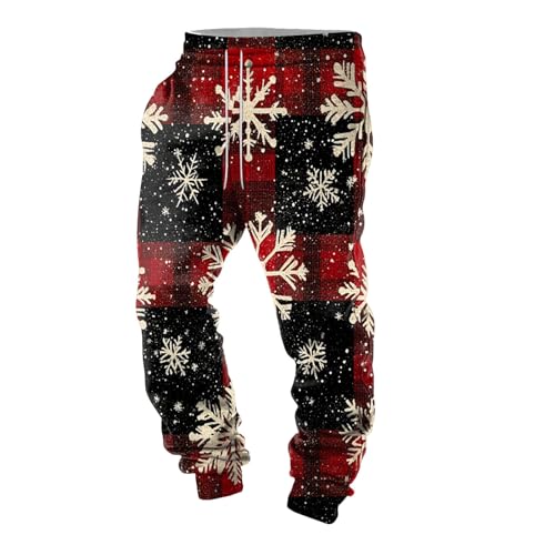 boseucn Weihnachts Jogginghose Herren, Weihnachtshose Herren Weihnachten Muster Freizeithose Atmungsaktiv Laufhose Mode High Waist Sporthose Stretch Hosen mit Kordelzug Taschen Festlich Männer Hosen von boseucn
