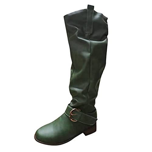 boseucn Winterschuhe Damen, Hohe Stiefel Damen mit Absatz Langschaftstiefel Damen Trichterabsatz Winterstiefel Wasserdicht Vintage Cowboystiefel Reitstiefel rutschfeste von boseucn