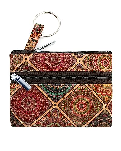 Boshiho Damen Geldbörse aus Kork Umweltfreundlich Vegane Mini-Änderungstasche Münzgeldbörse Kreditkartenetui Geldbörse mit Reißverschluss und Schlüsselrin von boshiho