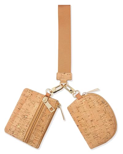 boshiho Geldbörse aus Kork, umweltfreundlich, mit Reißverschluss und Schlüsselring (Combination Style) von boshiho