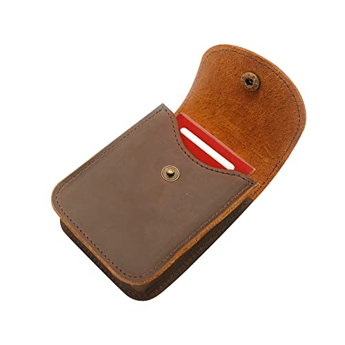 Boshiho Spielkarten-Etui aus Rindsleder, Vintage Leder Kartenhalter Zigarettenetui für Herren, Geschenk (Dunkelbraun) von boshiho