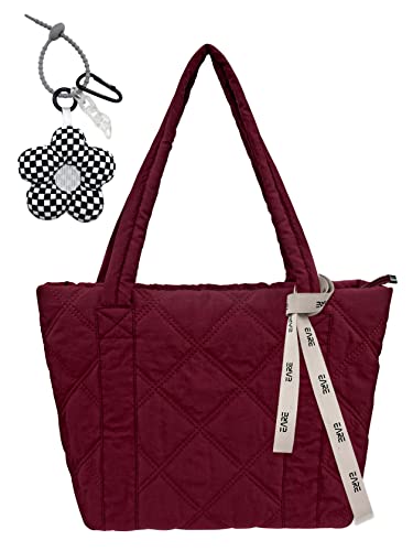 boshiho Damen Tasche mit Reißverschluss Nylon Gepolsterte Gesteppte Tragetasche Tote Bag Damen Große Kapazität Schultertasche Umhängetasche für Alltag Arbeit Büro Reisen Einkaufen Schule von boshiho