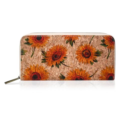 boshiho Kork Vegan Geldbörse, Kork Portemonnaie Damen mit Reißverschluss Lange Geldbeutel Große Kapazität Smartphone Clutch mit Kartenhalter Münzfach Vegan Geschenk (0015-#I) von boshiho
