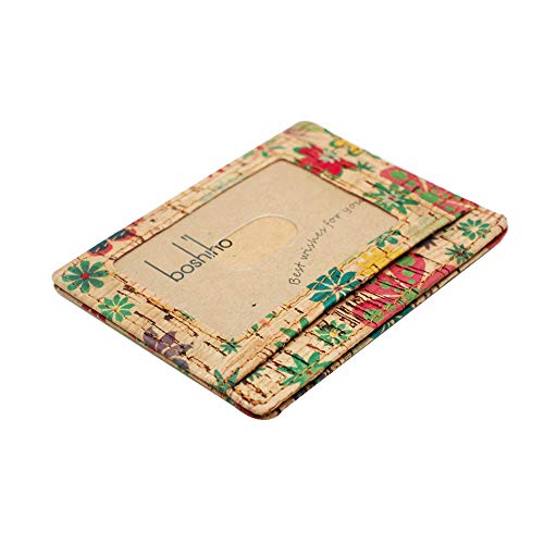 boshiho Vegan Kreditkartenhalter Kreditkartenetui aus Kork Ultraflacher/Karten Mappe/Kork Geldbörse/Brieftasche Korkgeschenk für Frauen(F-A) von boshiho