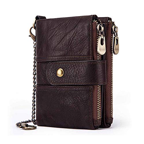 boshiho RFID-blockierende Geldbörse für Herren, Doppelreißverschluss, Münzfach, Geldbörse mit Anti-Diebstahl-Kette, Coffee, 4.9 * 3.7 * 0.8 inch, Geldbörse mit Kette boshiho RFID-blockierende Geldbörse für Herren, Doppelreißverschluss, Münzfach, Geldbörse mit Anti-Diebstahl-Kette, Coffee, 4.9 * 3.7 * 0.8 inch, Geldbörse mit Kette von boshiho