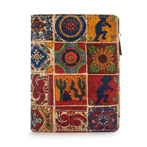 Umweltfreundliche RFID-blockierende Geldbörse, zweifach gefaltet, vertikal, mit Münzfach mit Reißverschluss und Ausweisfenster, Kork J, Vegane Geldbörse von boshiho