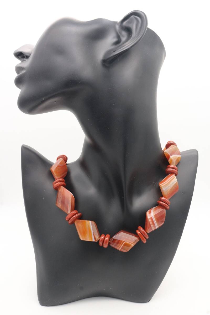 Edelsteinperlen Halskette, Unikate Halskette Aus Rote Achat Und Karneol, Handgemachte Einzigartig Kette, #51 von boshilian