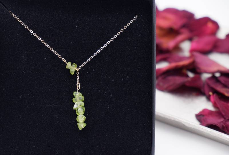 Geburtsstein August, Geburtsstein-Kette, Halskette Peridot, 14K Gold Filled/925 Silber von boshilian