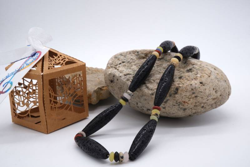 Halskette Aus Div. Edelstein Und Lava, Edelsteinhalskette, Lange Bunte Halskette, Magnetverschluss, #8 von boshilian