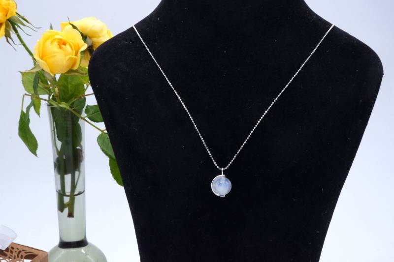 Halskette Silber, Mit Echtem Mondstein, Kette Natürliche Edelstein Perlen Anhänger Halskette Silber, Mit Echtem Mondstein, Kette Natürliche Edelstein Perlen Anhänger von boshilian