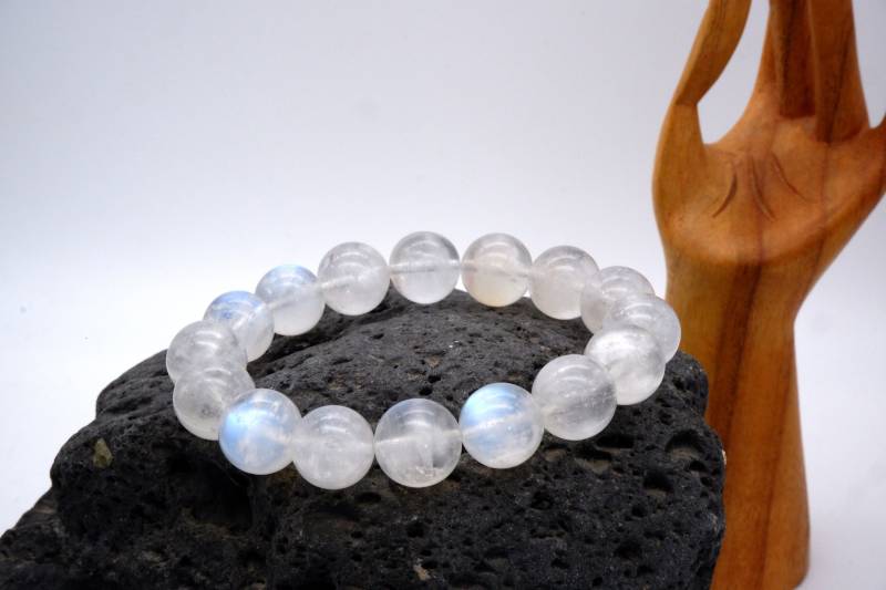 Mondstein Armband, Natürliche 4mm 6mm 8mm 10mm 14mm Monstein Blau Regenbogen Armband von boshilian