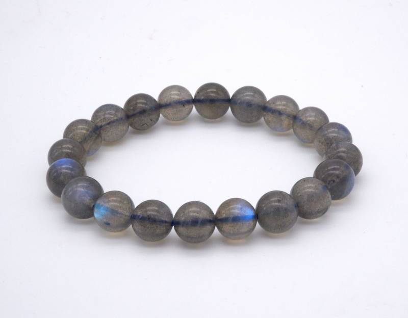 Natürliche Labradorit Armband, 8mm 10mm Perlen, Grau Mondstein, Regenbogen Blau Runde Armband von boshilian