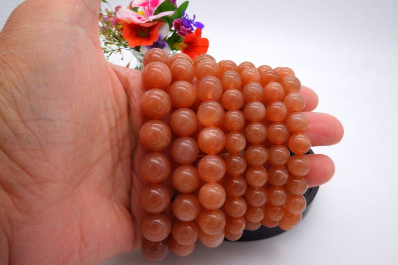 Natürliches Orange Mondstein Armband, 8mm 10mm 12mm Perlen, Runde Perlen Aaa+ Qualität von boshilian
