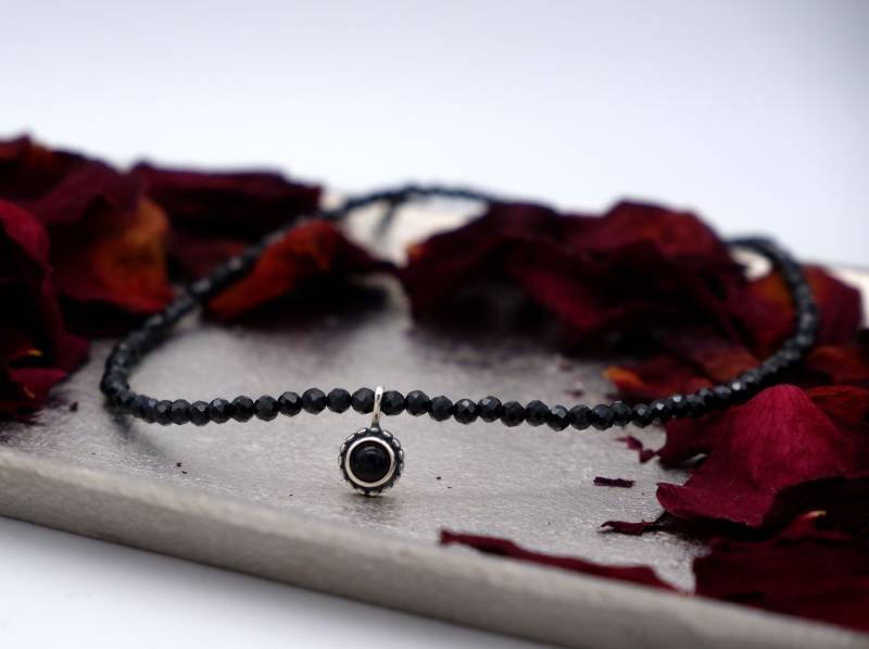 Perlenkette Spinell Kette, Edelsteine Halskette Aus Spinell, Anhänger Türkis, 925 Sterling Silber von boshilian