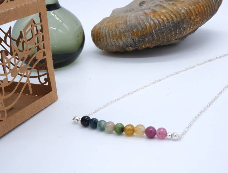 Zierliche Kette, Zarte Turmalin Bar Halskette, 925 Silber Gliederkette, Verlängerung Zierliche Kette, Zarte Turmalin Bar Halskette, 925 Silber Gliederkette, Verlängerung von boshilian