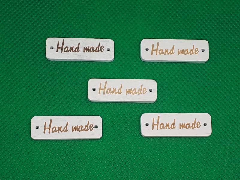 Label Handmade Weiß Hand Made Holz 2 Löcher Etiketten Stricken Basteln Nähen Scrapbooking von botonesymas