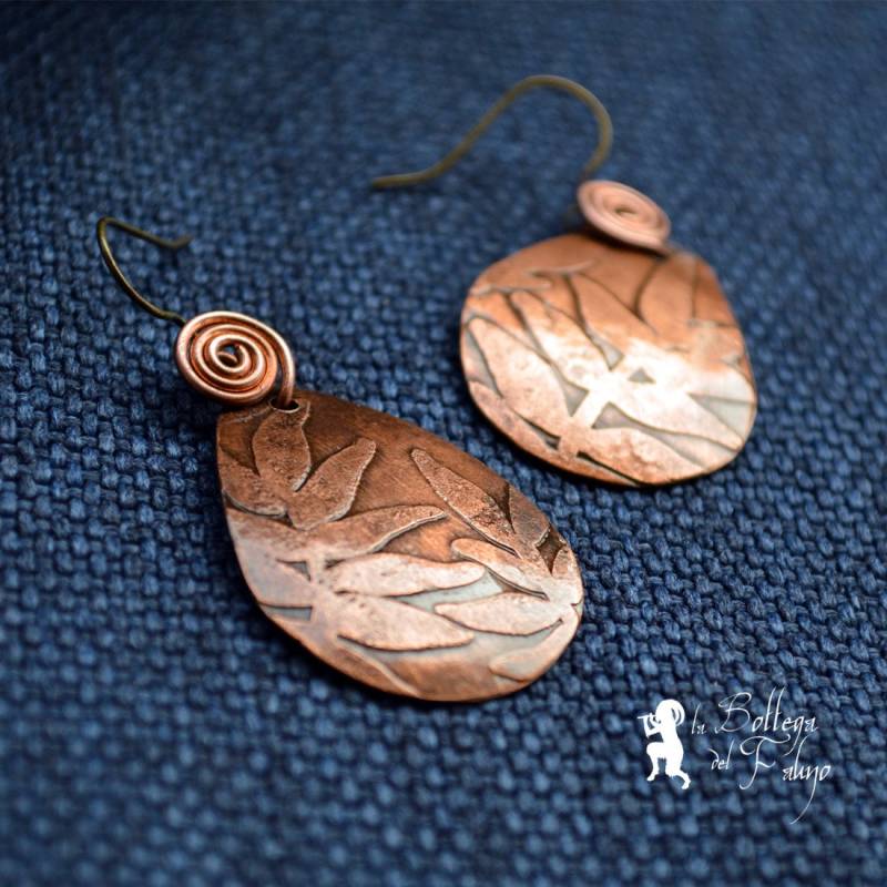 Gravur Lässt Kupfer Ohrringe Gravur Lässt Kupfer Ohrringe von bottegadelfauno