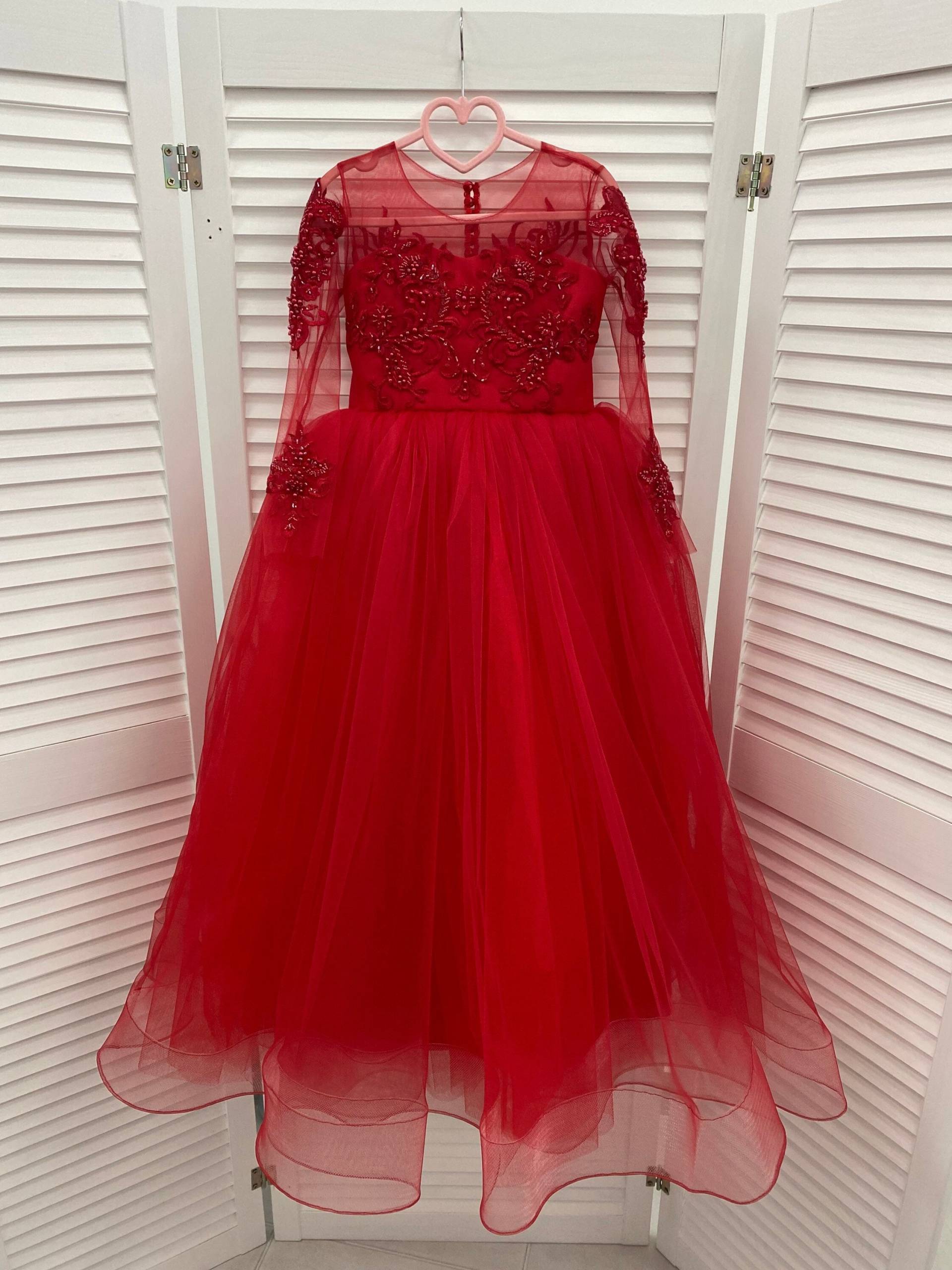 Rote Mädchen Kleid, Tutu Geburtstag Party Elegantes Kleid Mit Spitze.blumenmädchen von boutiqueWHITERABBIT