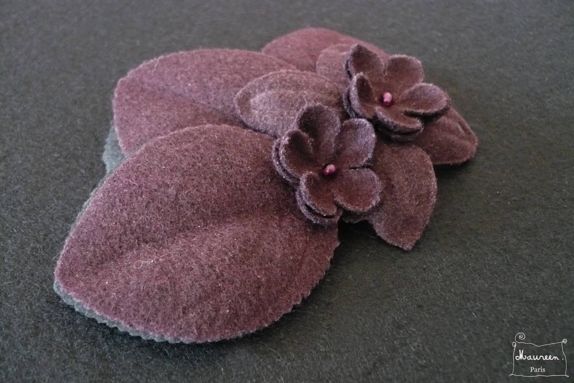 Bibi Blumenspange, Pflaume, Weinhefe, Wolle, Feenaccessoires, Hochzeitsfrisur, Feenkern von boutiquemaureenvinot