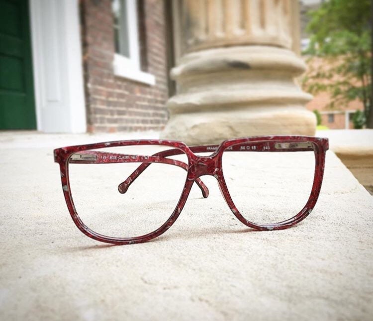 Clearance Vintage 1980 Rose-Claire Marmor Burgund Oversize Kunststoff Brillen von box5