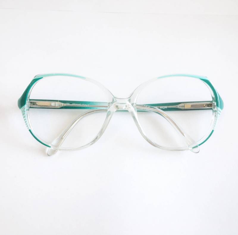 Clearance Vintage 1980Er Jahre Happy Days Aqua Teal Übergroße Plastikbrillen von box5