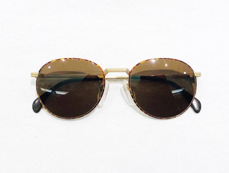 Vintage 1980 Silhouette Runde Schildpatt Und Satin Gold Sonnenbrillen von box5