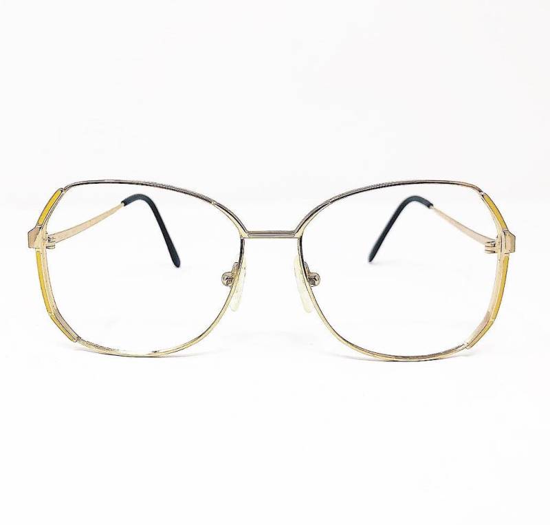 Vintage 1980Er Marcolin Lunettes Cartiers De Luxe Gold Und Gelb Übergroßer Rahmen von box5