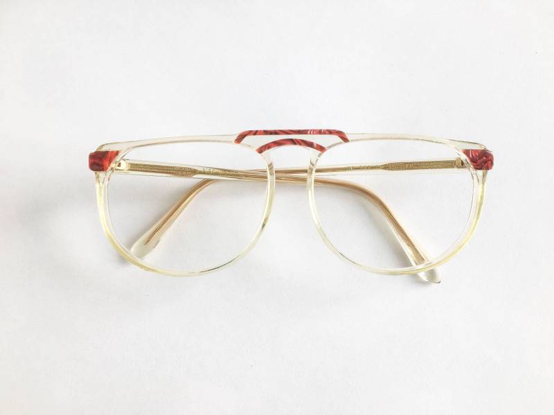 Vintage 1980Er Neo Vision Oversized Kunststoff Brille in Rot Und Klar von box5