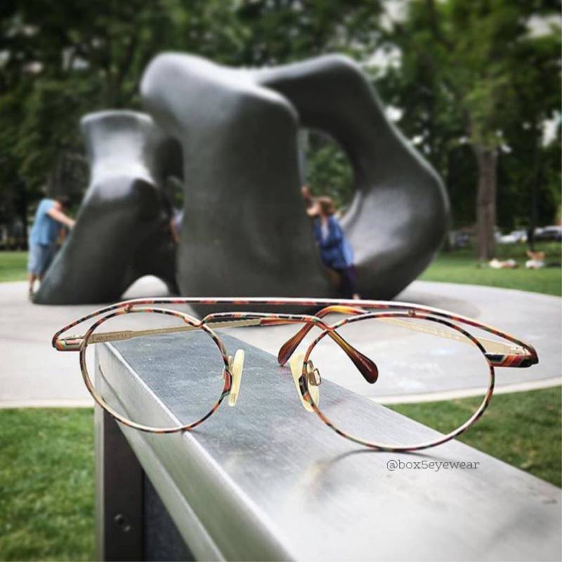 Vintage 1990's Dual Bar Neostyle Rot Schwarz Grüne Art Metal Brillen von box5