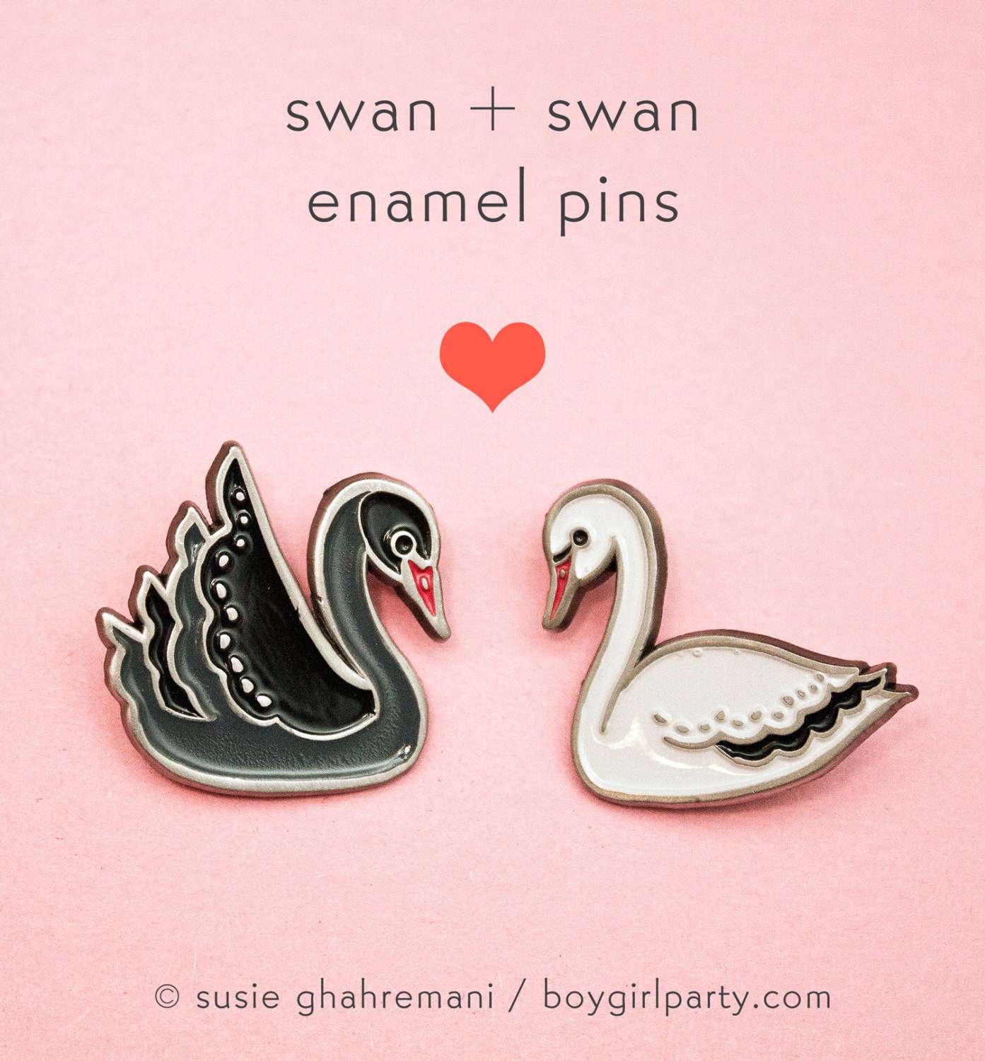 Beste Freundin Geschenk - Emaille Pin Set Schwan Pins Emaille Pins, Beste Geschenk, Valentinstag Geschenkidee Freunde Pastell Goth Grunge von boygirlparty