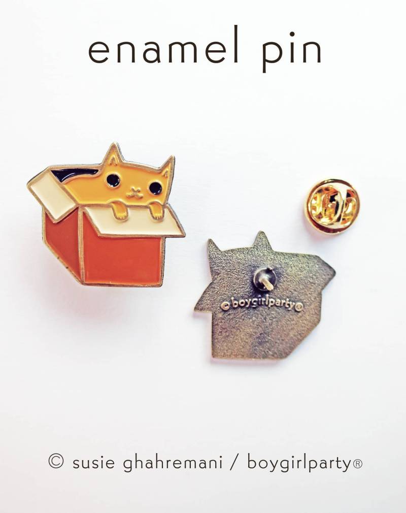 Box Cat Emaille Pin Kawaii Geschenk Für Katzenliebhaber von boygirlparty