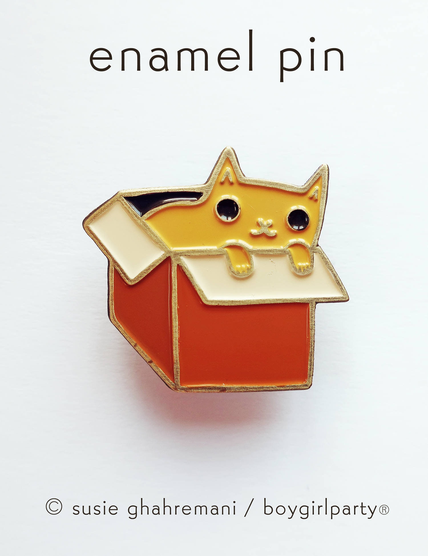 Katze in Der Box Emaille Pin - Kawaii Katzenliebhaber Geschenk Pins, Lustiger Schmuck von boygirlparty