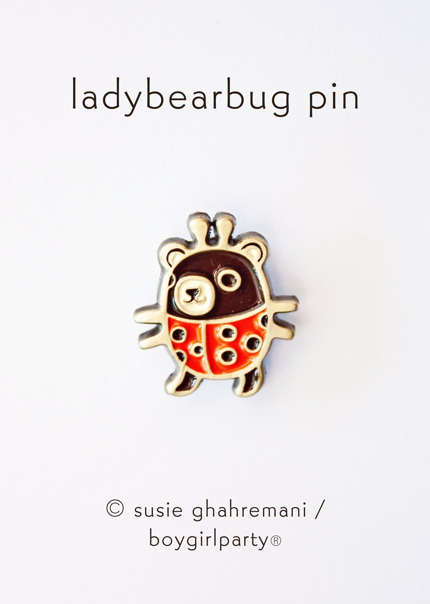 Marienkäfer Bär Brosche - Natur Schmuck Skurrile Kawaii Emaille Pins Mama Geschenk Für Sie von boygirlparty