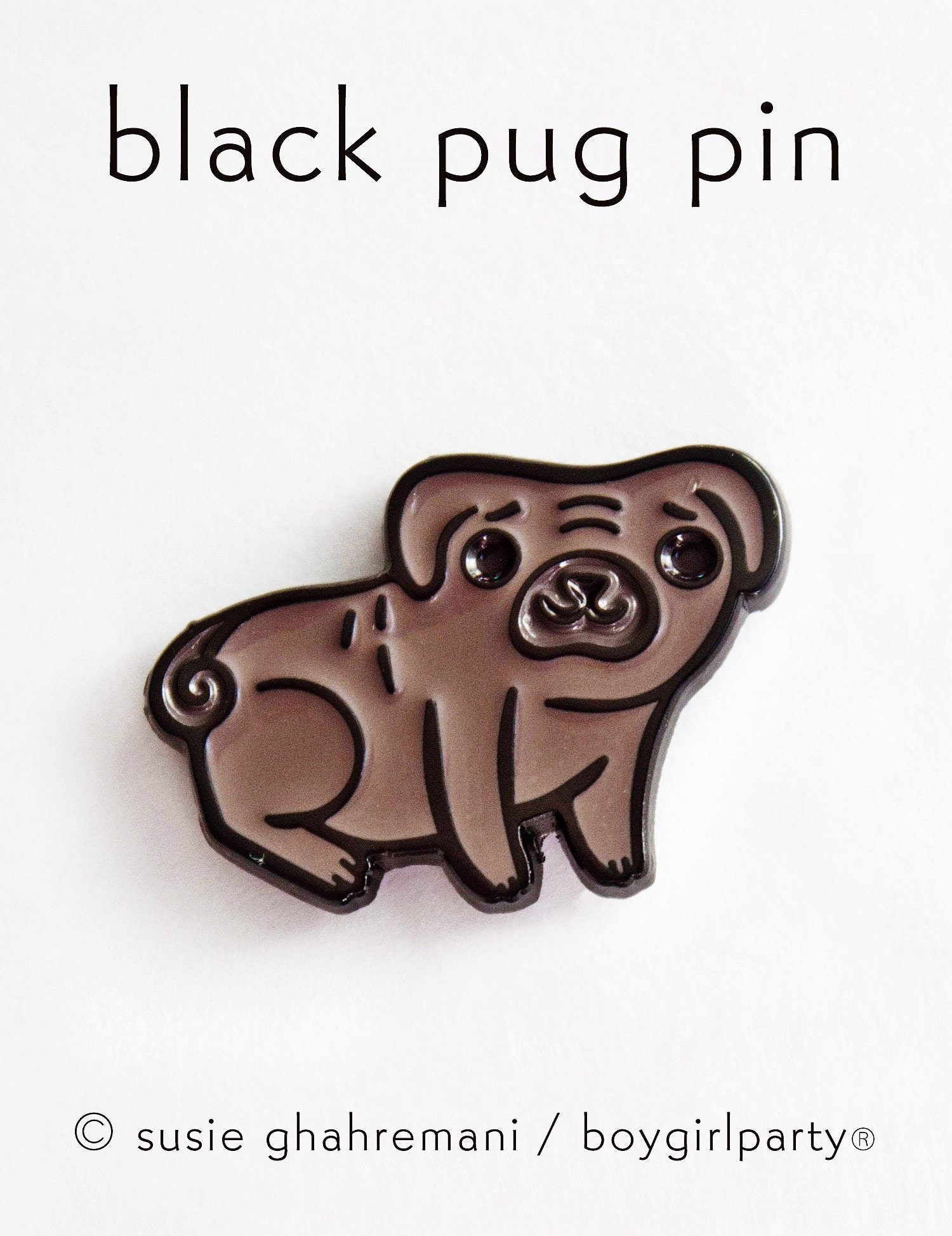 Mops Pin - Emaille Haustier Papa Geschenk Für Ihn, Hundeliebhaber Geschenke, Hundepin, Anstecknadel Herren, Süße Pins Und Patches, Schwarz von boygirlparty