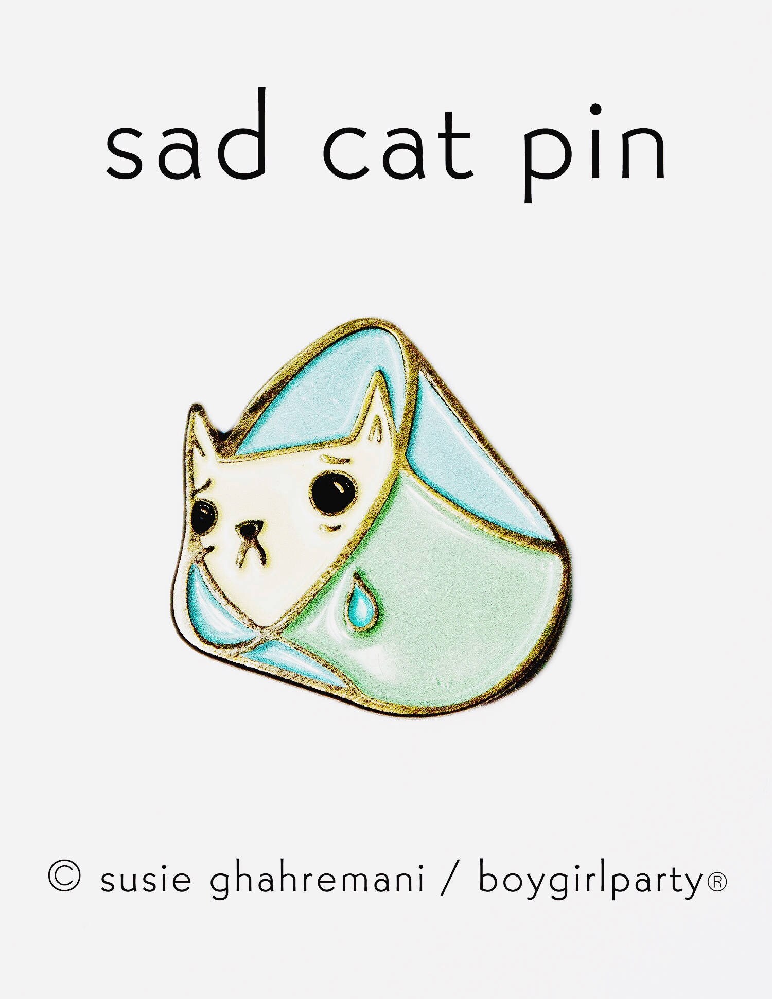 Sad Cat Pin Katze Kragen Anstecker Traurige von boygirlparty