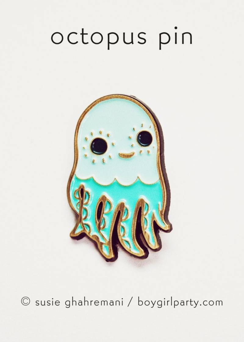 Süße Anstecker - Oktopus Emaille Pin Tintenfisch Schmuck Anstecknadel Kawaii Pins Soft Enamel von boygirlparty