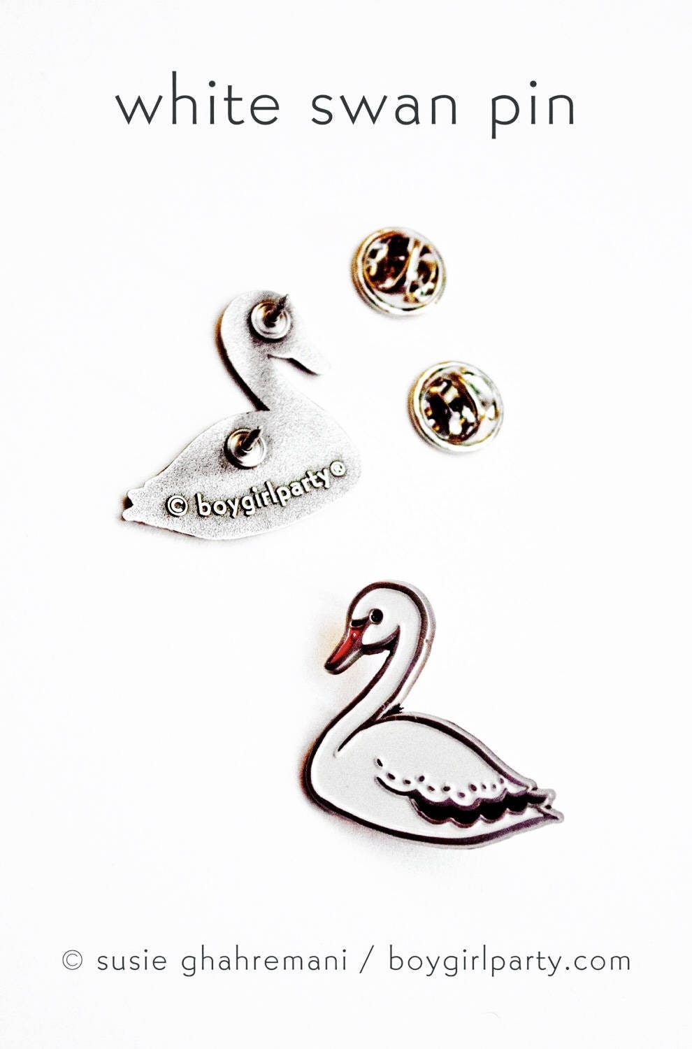 White Swan Emaille Pin Silberfarbene Schalbrosche Von Boygirlparty von boygirlparty
