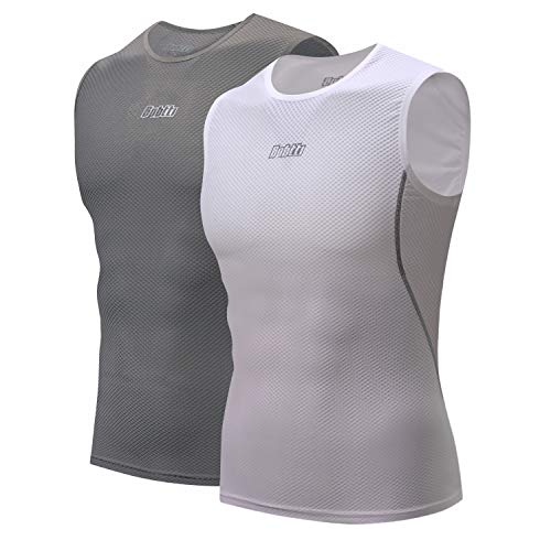 bpbtti Herren Athletic Ärmellos Fahrrad Base Layer Schnell Trocknen Fahrrad Unterhemd Core Mesh Westen Mositure Wicking Tops (2 Pack: Grau & Weiß, M) von bpbtti