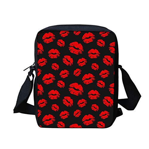 Damen-Umhängetasche, Schmetterling-Design, Violett, Rote Lippen, Einheitsgröße von bqabhu