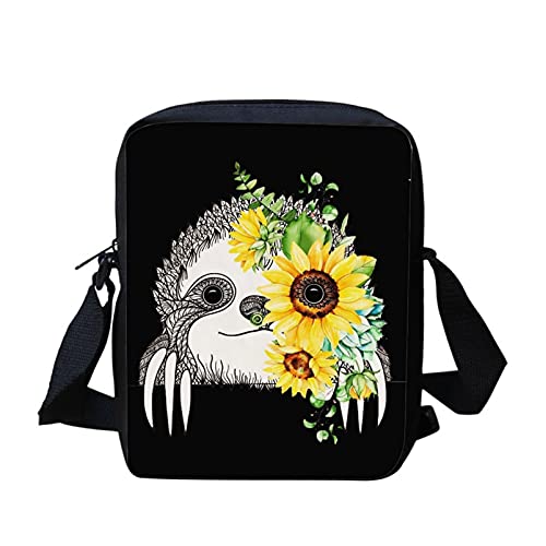 Damen-Umhängetasche, Schmetterling-Design, Violett, Sonnenblumen-Faultier, Einheitsgröße von bqabhu