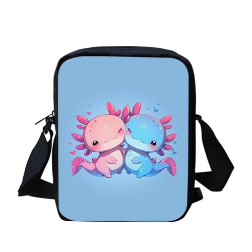 Kleine Kuriertasche mit niedlichem Mops-Blumenmuster, Schultertasche, Umhängetasche, Umhängetasche, für Schule, Reisen, Wandern, Niedliches Cartoon-Axolotl, Einheitsgröße Kleine Kuriertasche mit niedlichem Mops-Blumenmuster, Schultertasche, Umhängetasche, Umhängetasche, für Schule, Reisen, Wandern, Niedliches Cartoon-Axolotl, Einheitsgröße von bqabhu
