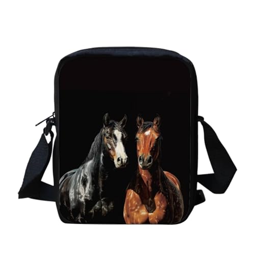 Kleine Umhängetasche mit Azteken-Navajo-Motiv, geometrischer Druck, einzelne Umhängetasche, Handytasche, Geldbörse, Geldbörse, pferd, Einheitsgröße von bqabhu