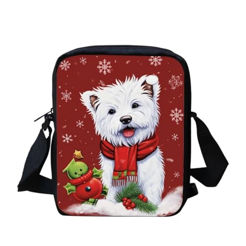 Kleine Umhängetasche mit Weihnachtsgeist, für Damen und Herren, Schultertasche, Kuriertasche, Christmas Westie, Einheitsgröße von bqabhu