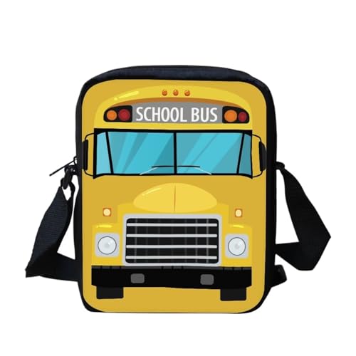 Kuriertasche mit Regenbogen-Flagge, für Damen und Herren, Umhängetasche, Rucksack, Tagesrucksack, Gelber Schulbus, Einheitsgröße von bqabhu