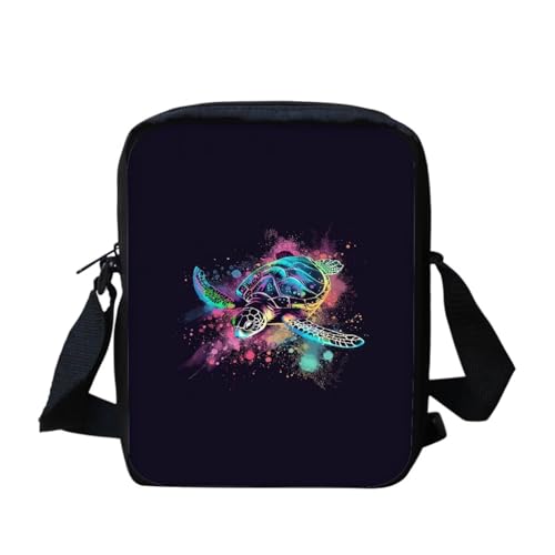 Kuriertasche mit Regenbogen-Flagge, für Damen und Herren, Umhängetasche, Rucksack, Tagesrucksack, Neon Sea Turtle, Einheitsgröße von bqabhu