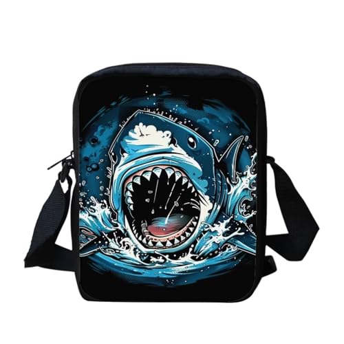 Kuriertasche mit Regenbogen-Flagge, für Damen und Herren, Umhängetasche, Rucksack, Tagesrucksack, hai, Einheitsgröße von bqabhu